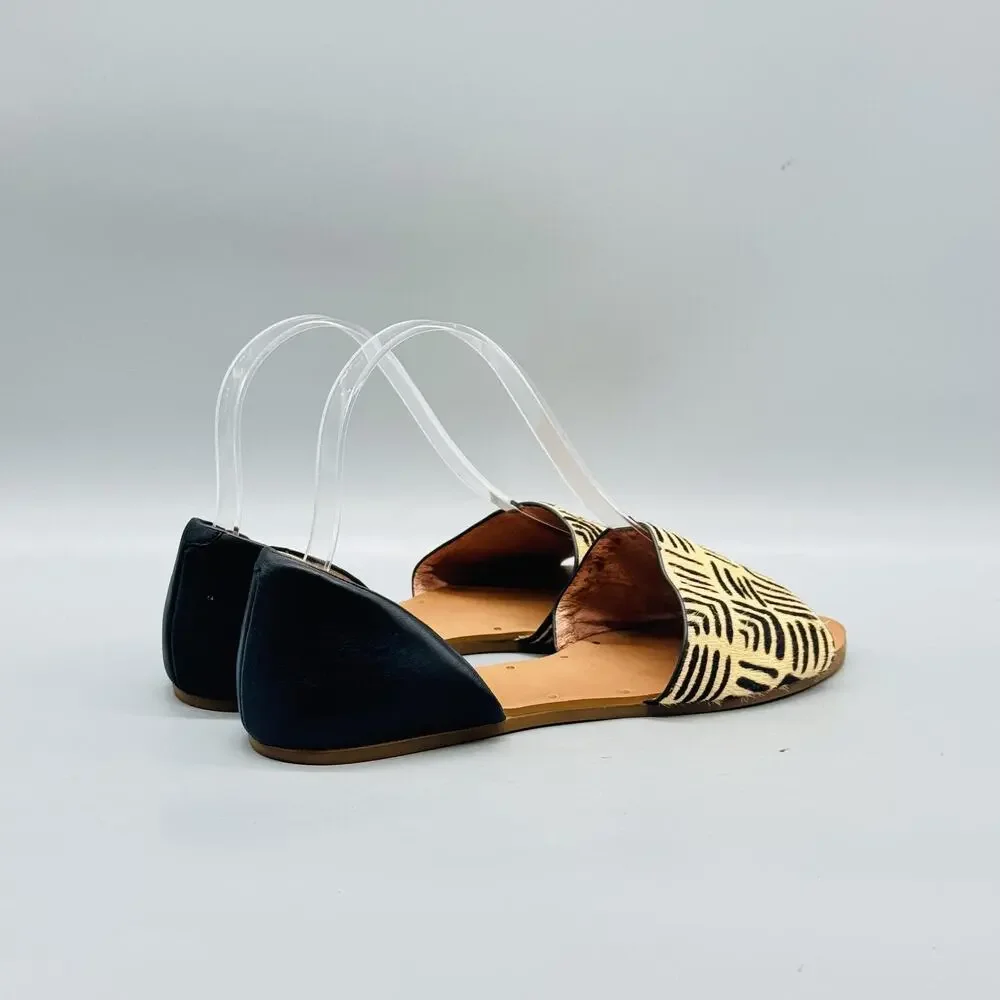 Madewell Sandals Womens 7 Beige Leather Thea Print Calf Hair Geometric D Orsay